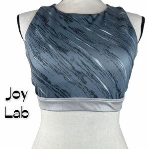 Joy Lab Silver Gray White Crisscross Sports Bra EUC Size L